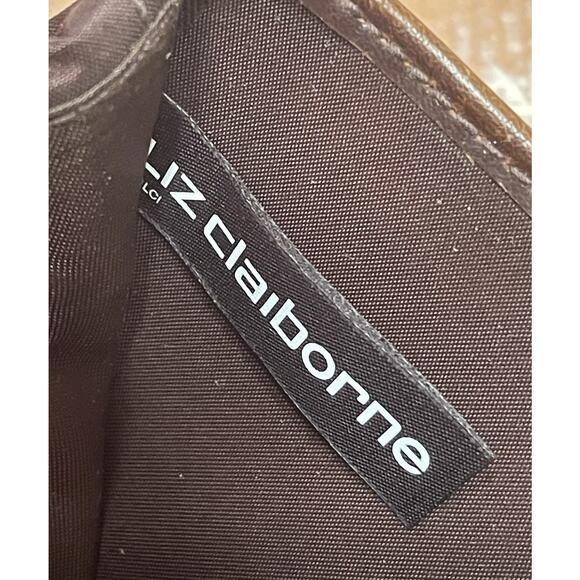 VTG Liz Claiborne Logo Brown Leather Snap Tri-Fold Wallet ID Credit Card Coin - Picture 13 of 14